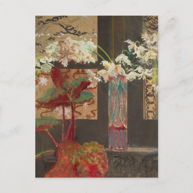 Carte Postale Orchidées blanches et une pivoine | Leon Wyczółkow (Devant)