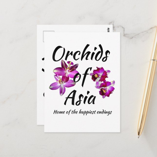Carte Postale Orchidées d'Asie (Devant/Arrière en situation)