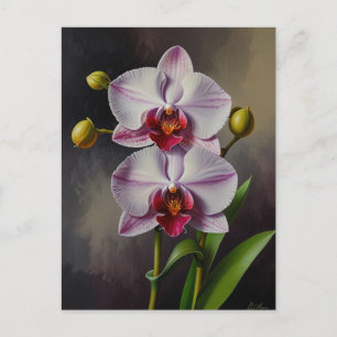 Carte Postale Orchidées de fleurs Peinture à l'huile