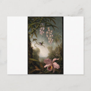 Carte Postale Orchidées et Spray Orchidées avec colibri par Mart