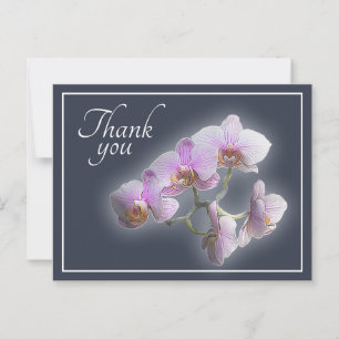 Carte Postale Orchidées roses sur fond gris clair Merci