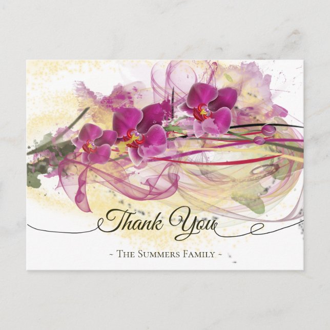 Carte Postale Orchidées violettes Calligraphie de l'art Abstrait (Devant)
