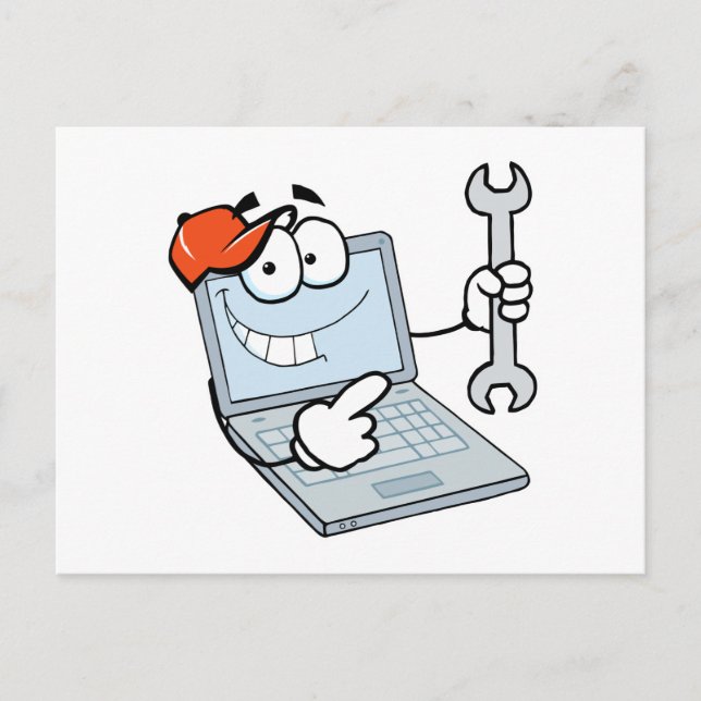 Carte Postale Ordinateur portable de dessin animé de réparation  (Devant)