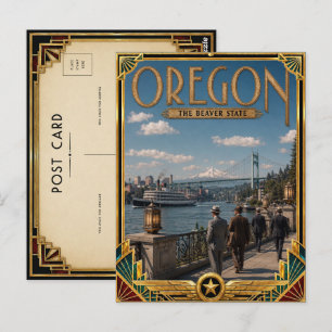 Carte Postale Oregon Art Déco vintage de l'âge d'or