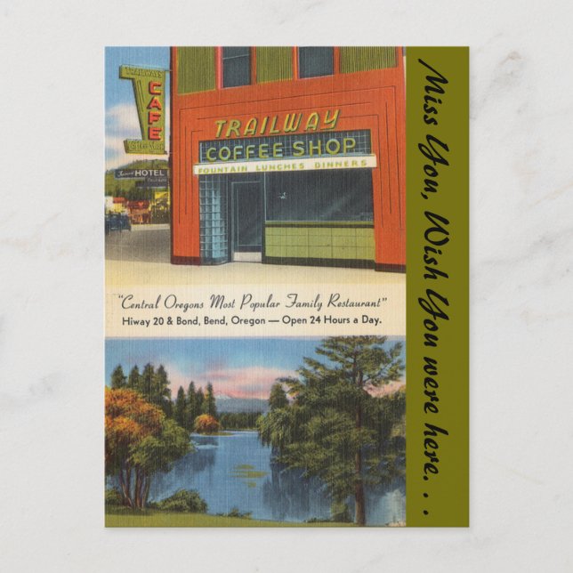 Carte Postale Oregon, Chemin De Fer Café Shop, Pli (Devant)