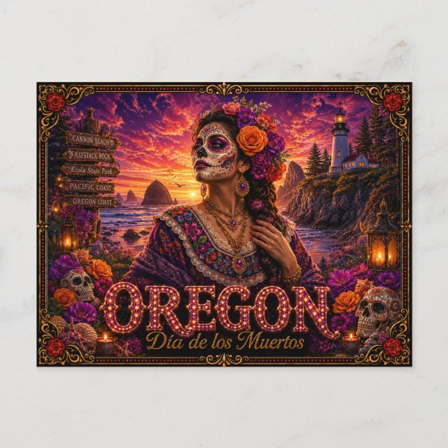 Carte Postale Oregon Día de los Muertos Rétro (Devant)