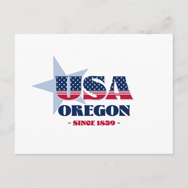 Carte postale Oregon en rouge, blanc et bleu (Devant)