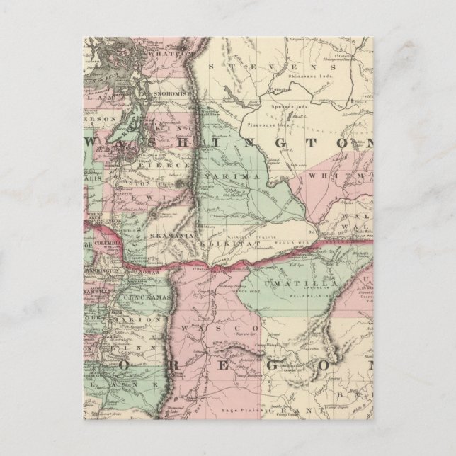 Carte Postale Oregon et Washington (Devant)