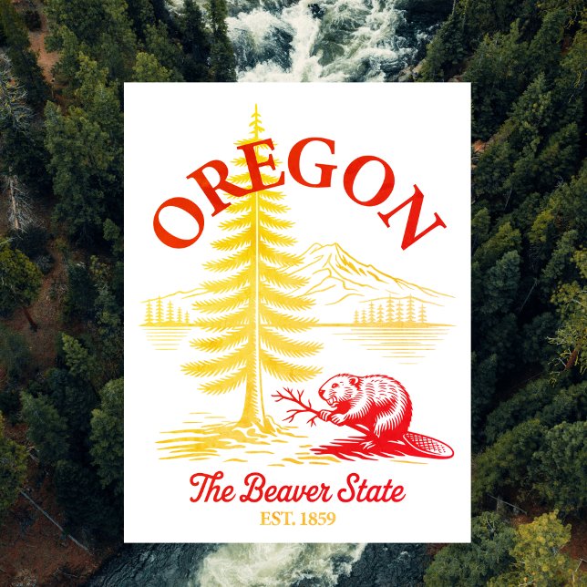 Carte Postale Oregon l'État du Castor Ét. 1859 (Oregon The Beaver State Est. 1859 Postcard
)