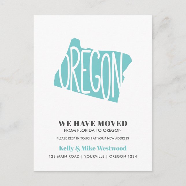 Carte Postale OREGON Nous avons déménagé Nouvelle adresse Nouvea (Devant)