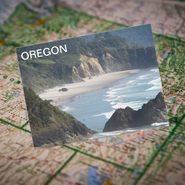 Carte Postale Oregon Pittoresque Coastline Photo Voyage (In Situ Map)