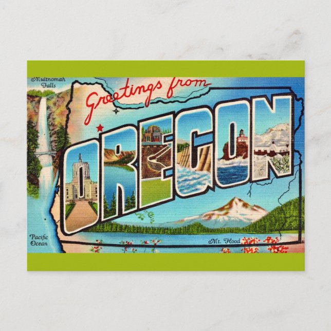 Carte Postale Oregon Vintage  Bienvenue (Devant)