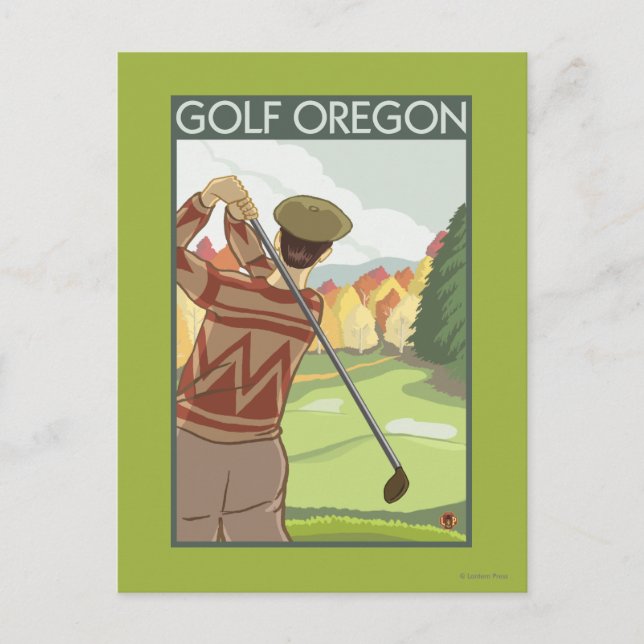 Carte Postale OregonGolf Scène Vintage voyage Poster (Devant)