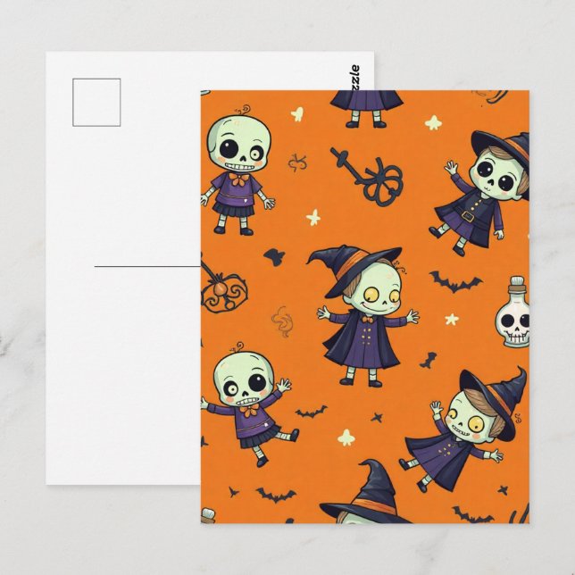 Carte Postale Oreiller Halloween Chic Épouvantable - Festivement (Devant / Derrière)