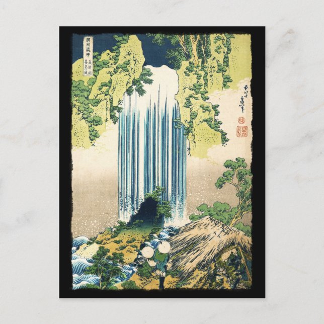 Carte Postale Oriental Painting Waterfall Above Shack (Devant)