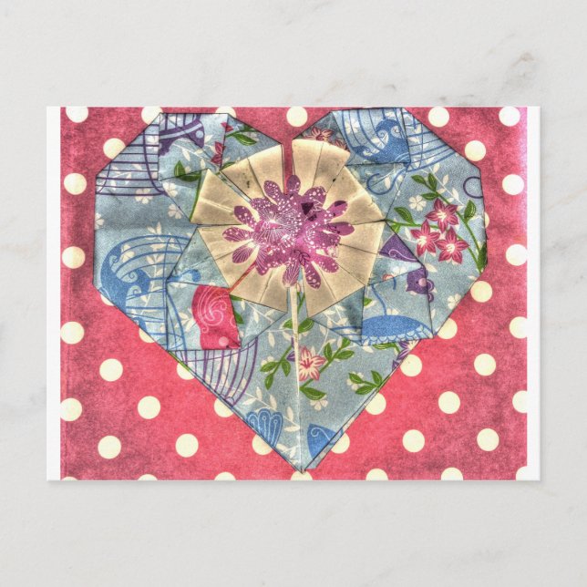 CARTE POSTALE ORIGAMI COEUR ART JAPONAIS (Devant)