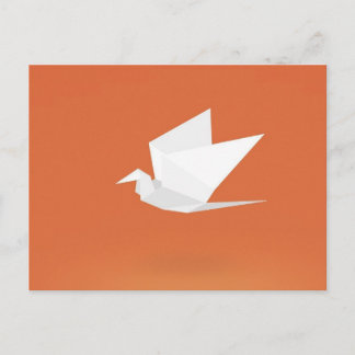Carte Postale Origami Crane Bird orange Color Graphic Design