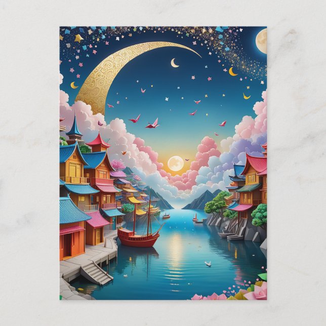 Carte Postale Origami est l'art japonais traditionnel du papier (Devant)