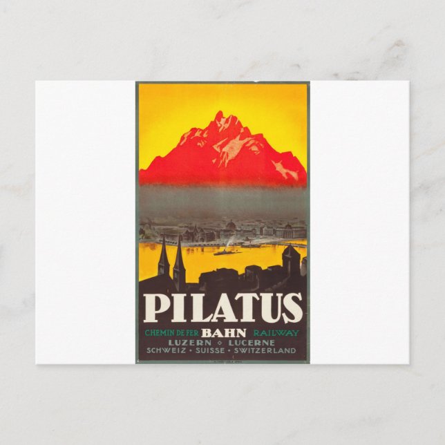 Carte Postale Origina Lucerne, Switzerland Travel Poster 1920s (Devant)