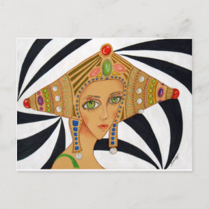 Carte Postale Original Asian/art deco drawing on postcard