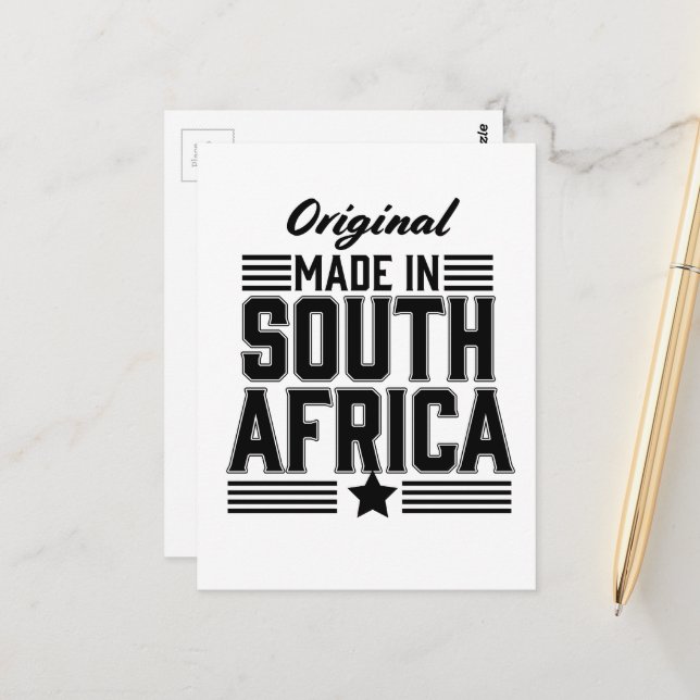 Carte Postale Original fabriqué en Afrique du Sud (Devant/Arrière en situation)