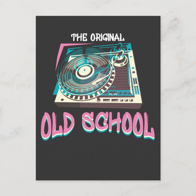 Carte Postale Original Old School Tourne-disque Vinyl DJ Music (Devant)