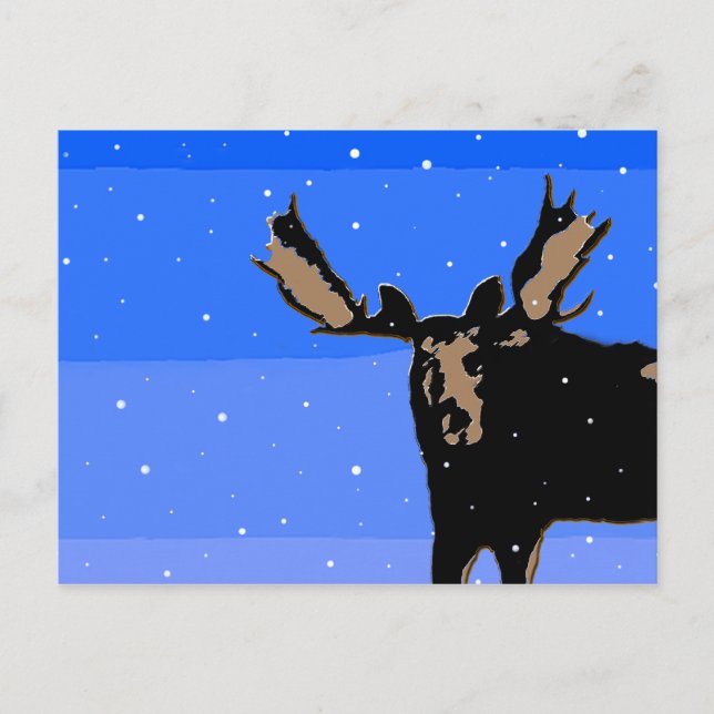 Carte Postale Orignal en Hiver - Art Original de la Faune (Devant)