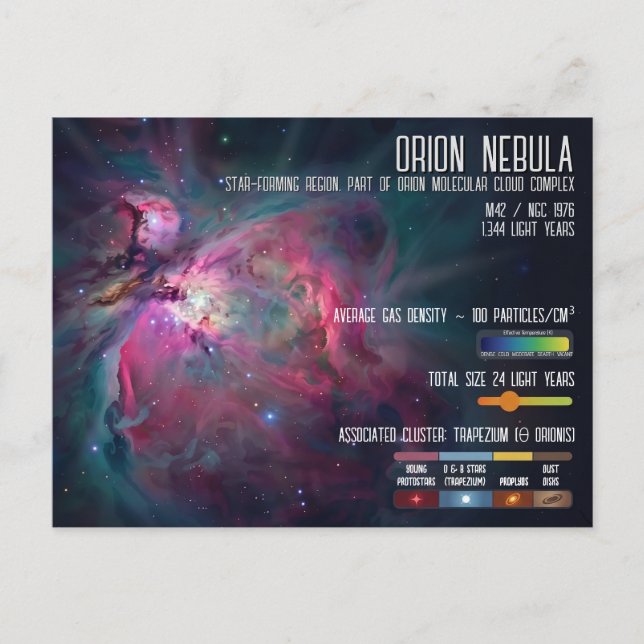 Carte Postale Orion Nebula Space Infographic Star Formation (Devant)