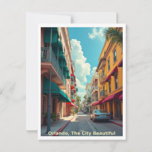 Carte Postale Orlando FL La Ville Belle, Style Voyage