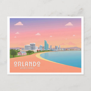 Carte Postale Orlando Florida Côte Cityscape Pastel Travel