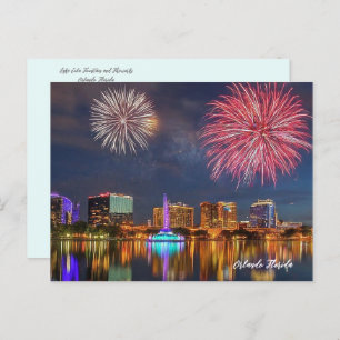Carte Postale Orlando Florida Lake Eola Fireworks & Fontaine