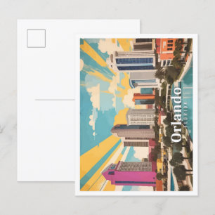 Carte Postale Orlando Florida USA Pop Art Voyage Illustration