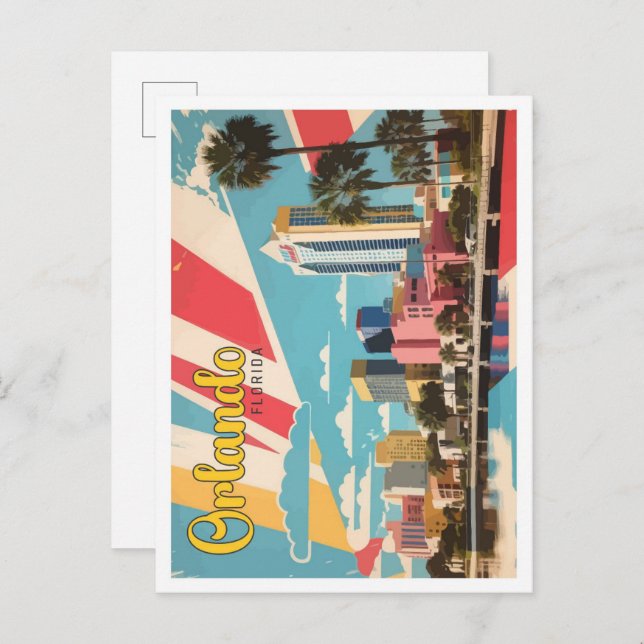Carte Postale Orlando Floride Pop Art Voyage Illustration (Devant / Derrière)
