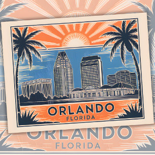 Carte Postale Orlando Floride Skyline Vintage voyage Cityscape