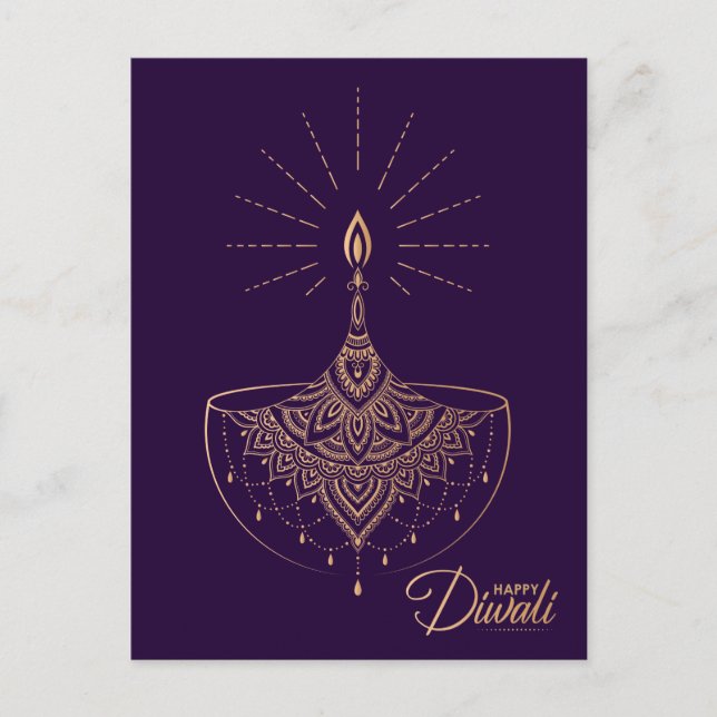 Carte Postale Ornament Lumière Dorée Diwali (Devant)