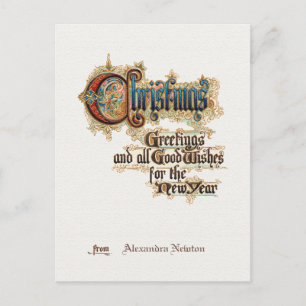 Carte Postale Ornat Vintage Noël