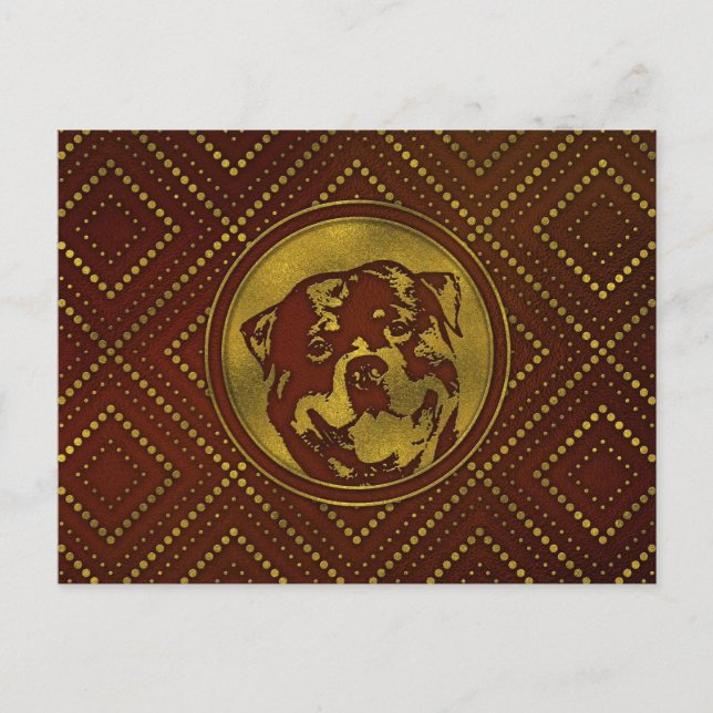 Carte Postale Orné d'or décoratif -Rottweiler (Devant)
