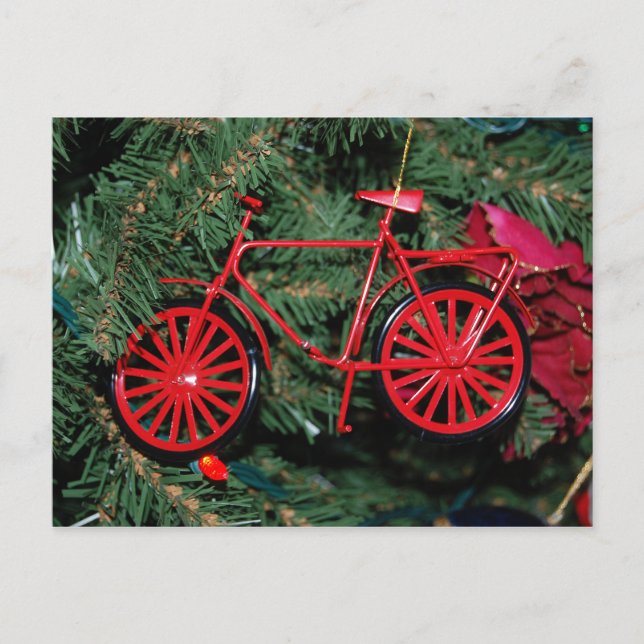 Carte Postale Ornement à vélo sur un arbre de Noël (Devant)