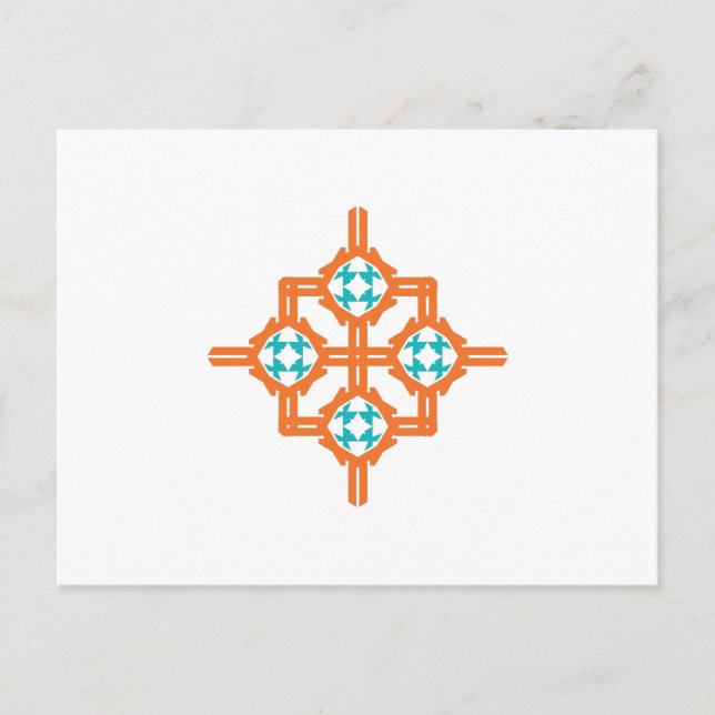 Carte Postale Ornement bleu orange (Devant)