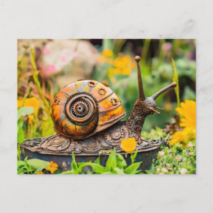 Carte Postale Ornement de jardin en escargot métallique