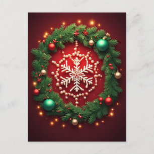 Carte Postale Ornement de Noël en flocon de neige festif