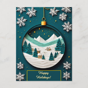 Carte Postale Ornement de Noël festif avec scène hivernale