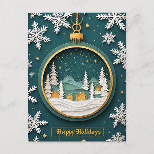 Carte Postale Ornement de Noël festif avec scène hivernale