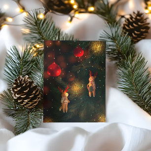 Carte Postale Ornement de Noël Renne Peint à la Main Chaud 