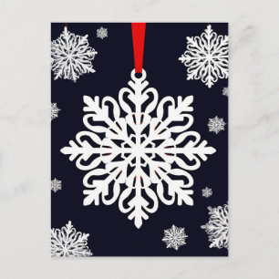 Carte Postale Ornement Élégant Flocon de Neige Blanc