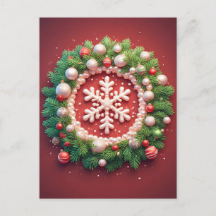Carte Postale Ornement flocon de neige de Noël festif