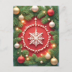 Carte Postale Ornement flocon de neige de Noël festif