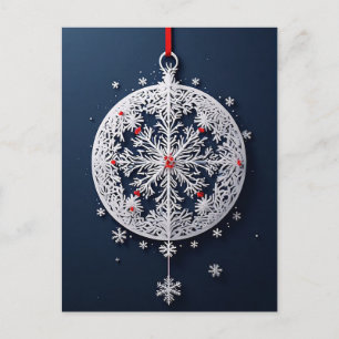 Carte Postale 🎄 Ornement Flocon de Neige d'Hiver Élégance ❄️ Fe