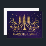 Carte Postale Ornement Gold Menorah Swirl Bonne Hanoukka<br><div class="desc">Ornement Gold Menorah Swirl Bonne Hanoukka</div>