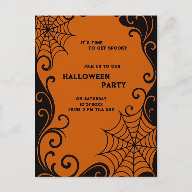 Carte Postale Ornement Spiderweb Ornament Orange Noir halloween  (Devant)